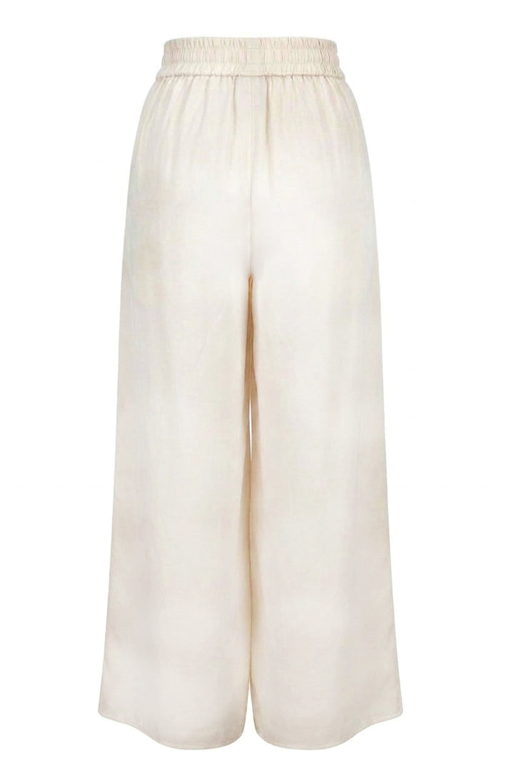 Silk Palazzo Pants in Ivory