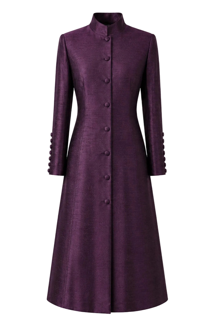 The Liberty Silk Coat in Aubergine