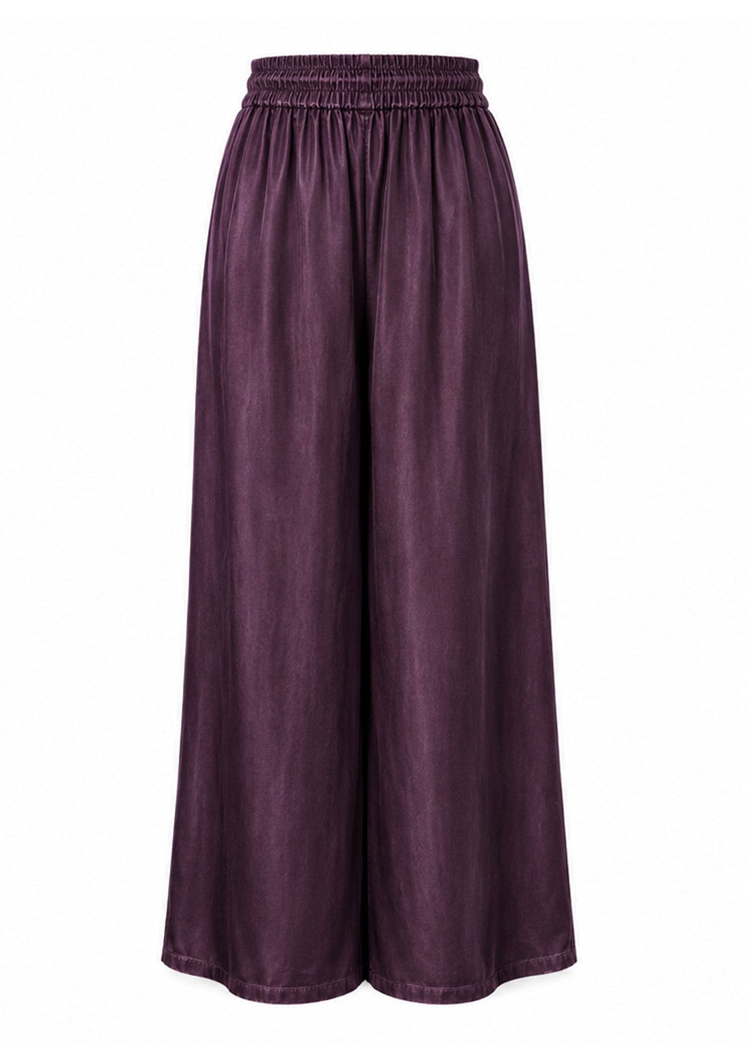 Silk Palazzo Pants in Aubergine