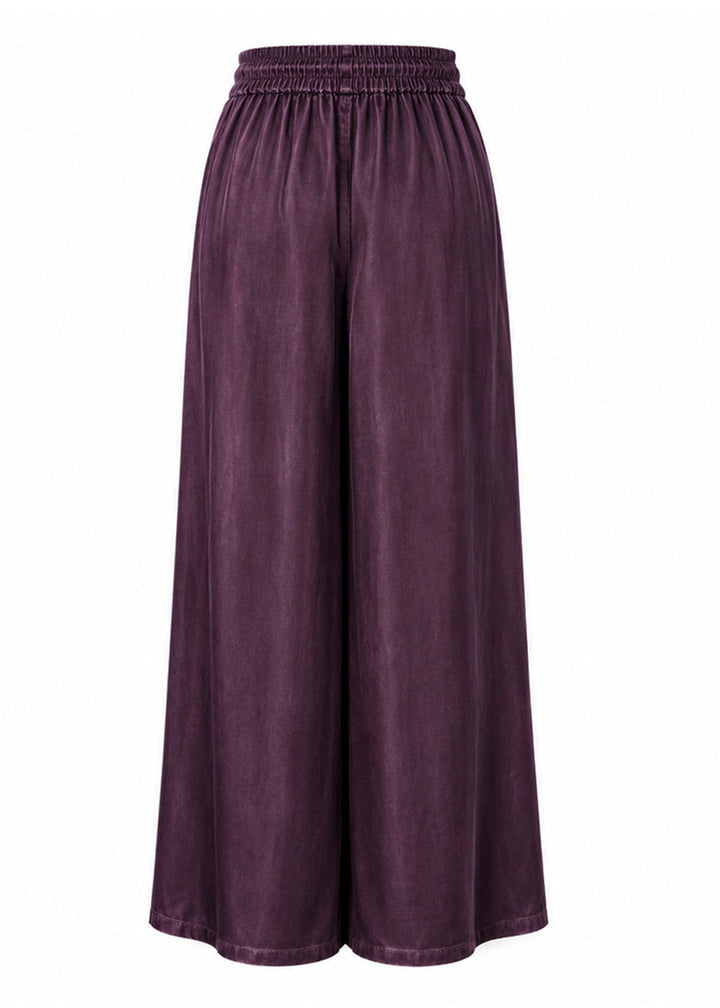 Silk Palazzo Pants in Aubergine