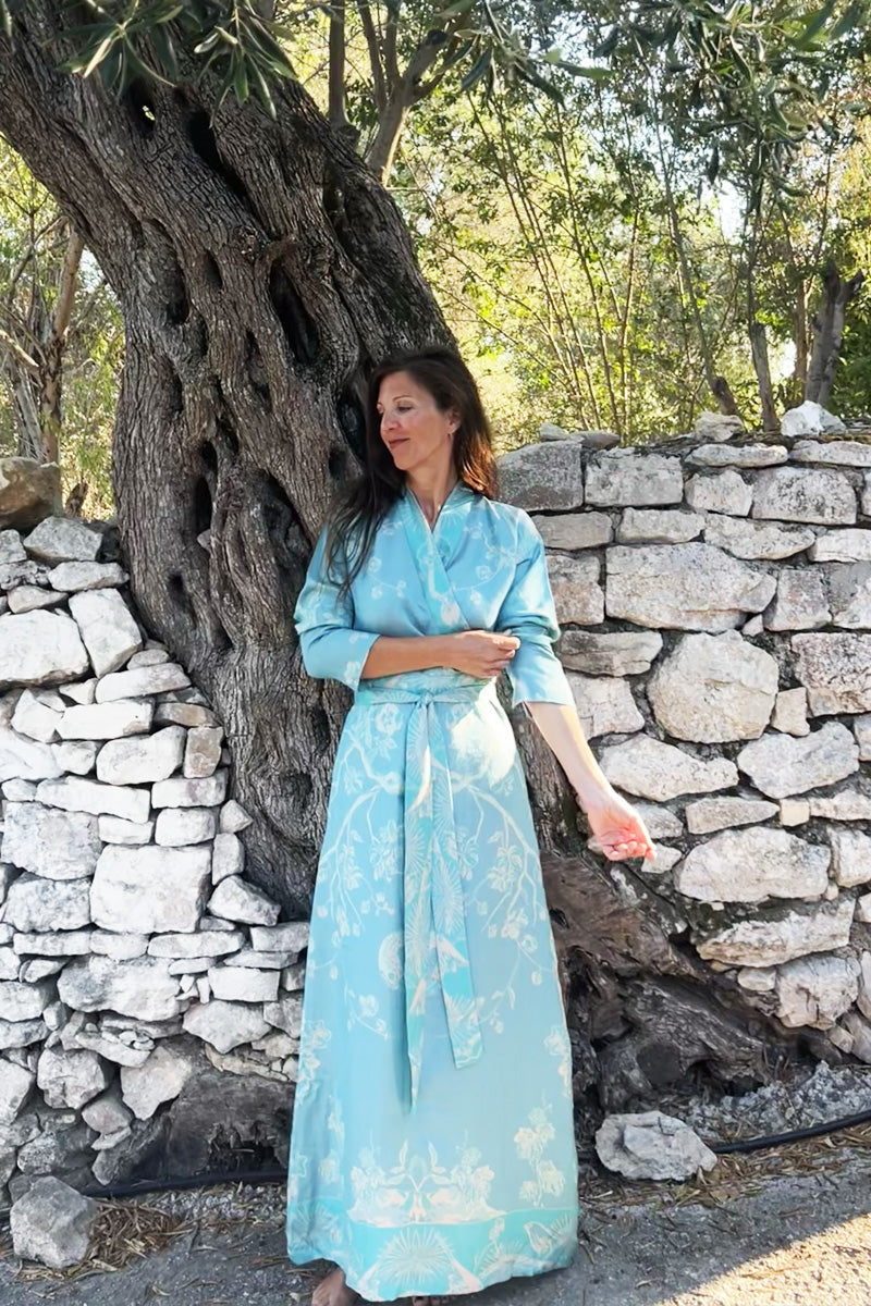 Dress Style Kimono in Pale Cyan - Summer Dress Shibumi Dress Style Kimono in Pale Cyan - Summer Dress Shibumi