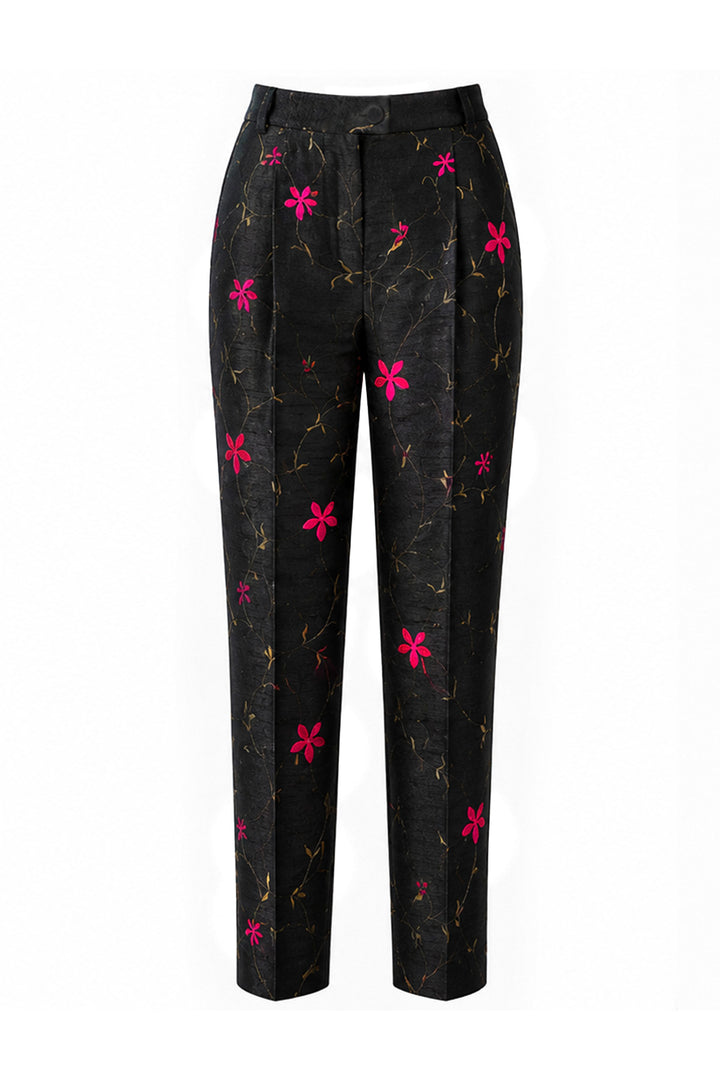 Atelier Silk Trousers in Zardozi Black