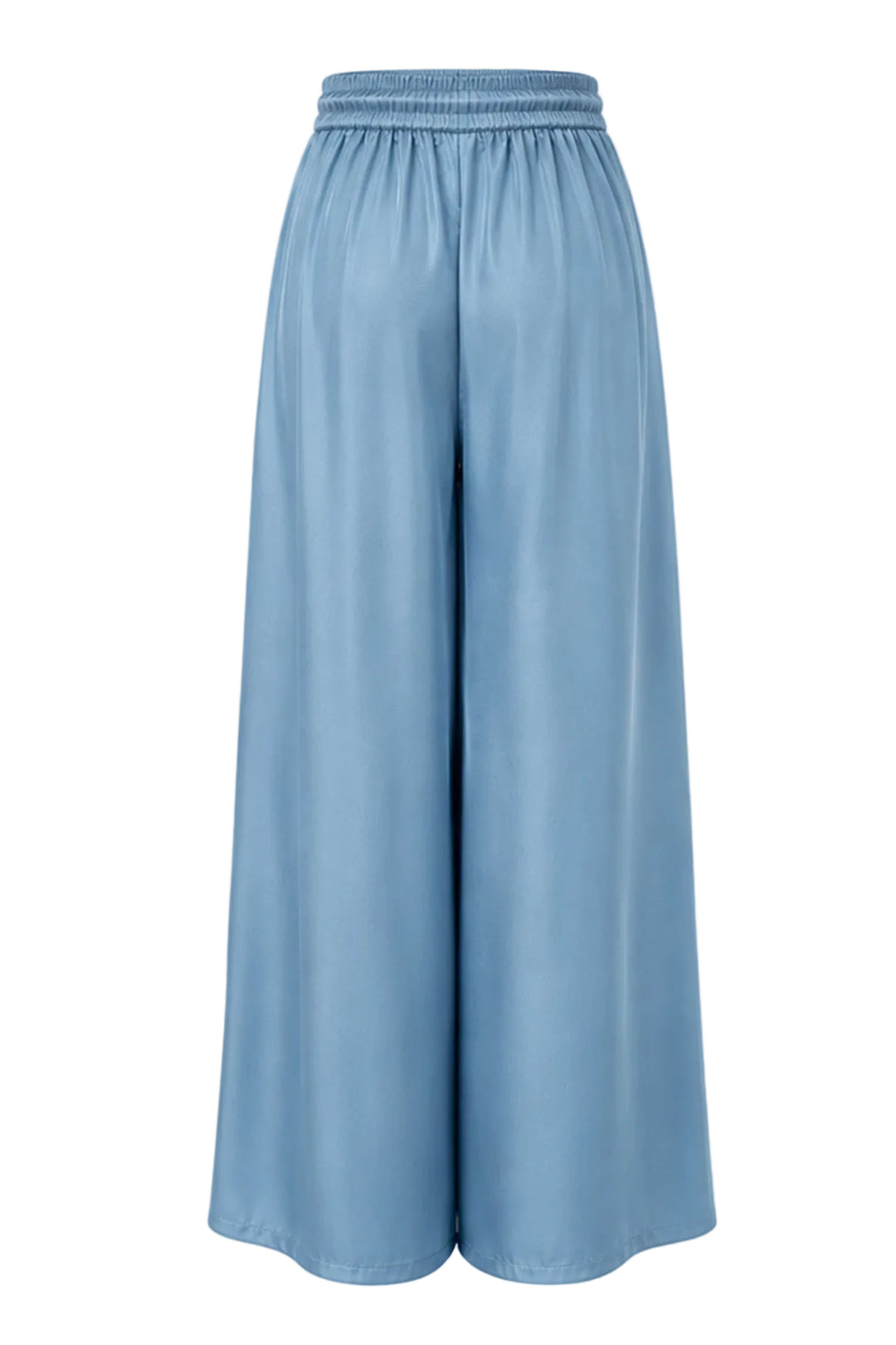 Silk Palazzo Pants in Dusty Blue