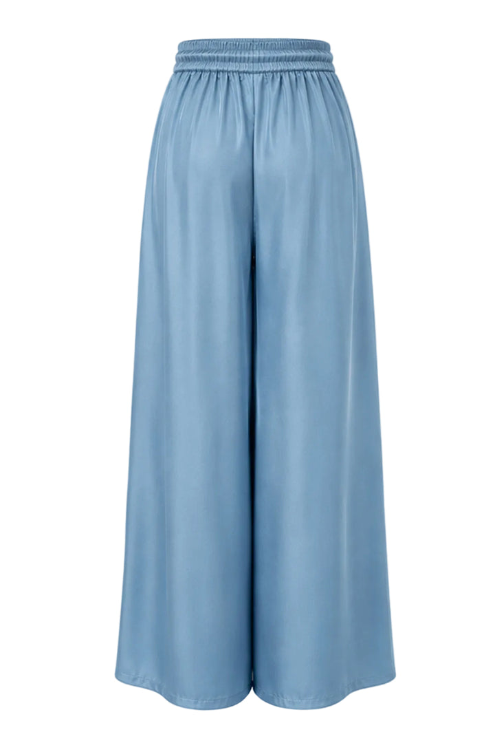 Silk Palazzo Pants in Dusty Blue