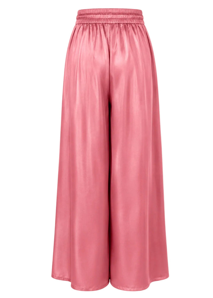 Silk Palazzo Pants in Blush Rose