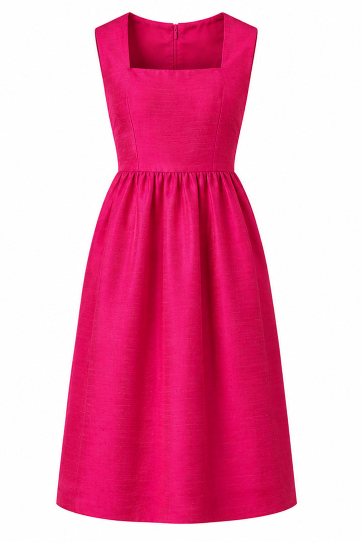 Lucie Silk Dress in Hot Pink