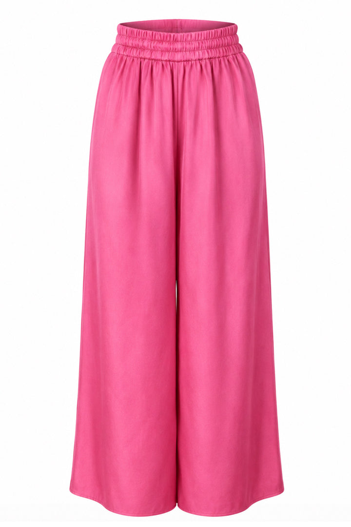 Silk Palazzo Pants in Candy Pink