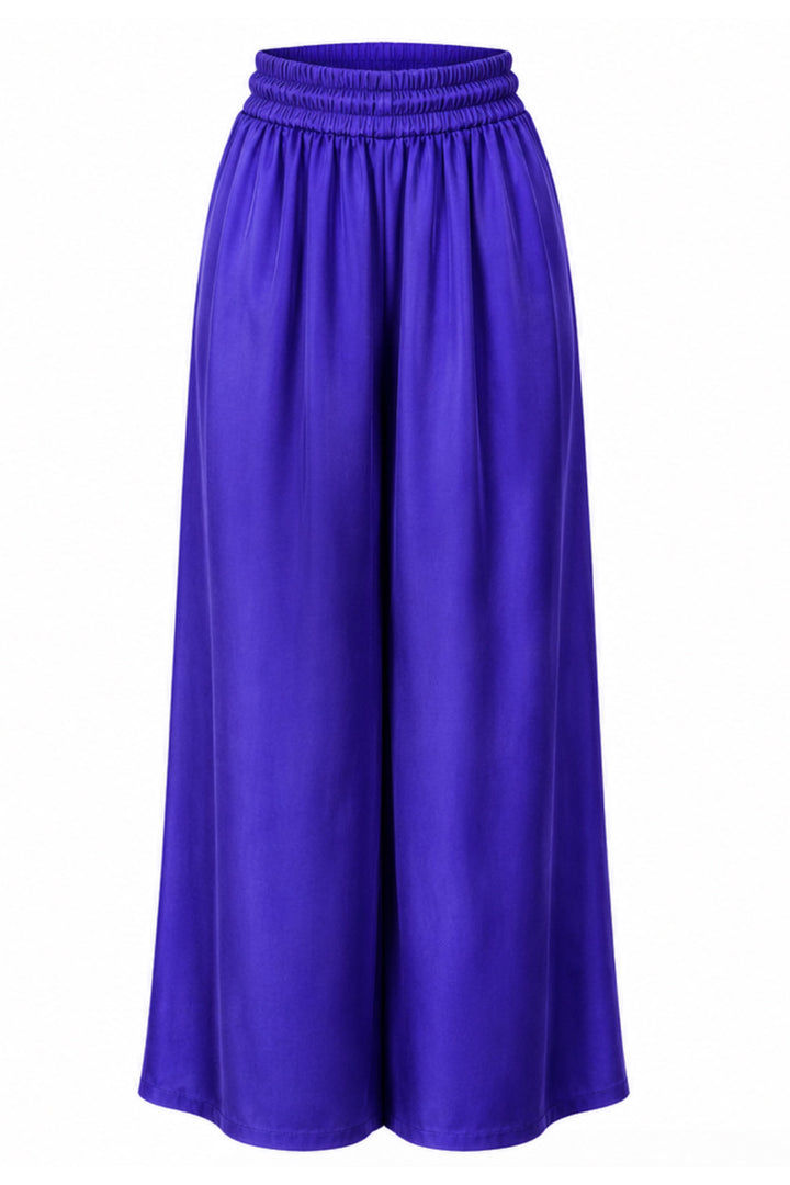 Silk Palazzo Pants in Cobalt Blue