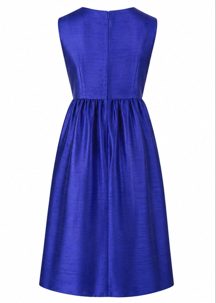 Lucie Silk Dress in Raw Cobalt