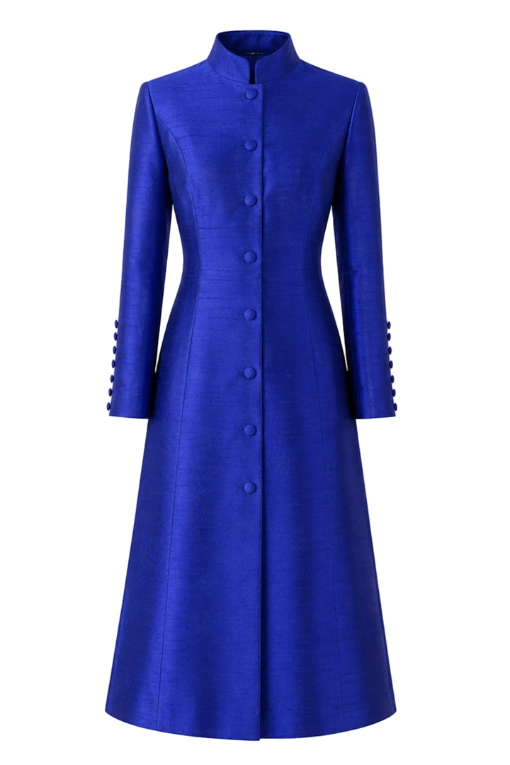 The Liberty Silk Coat in Raw Cobalt