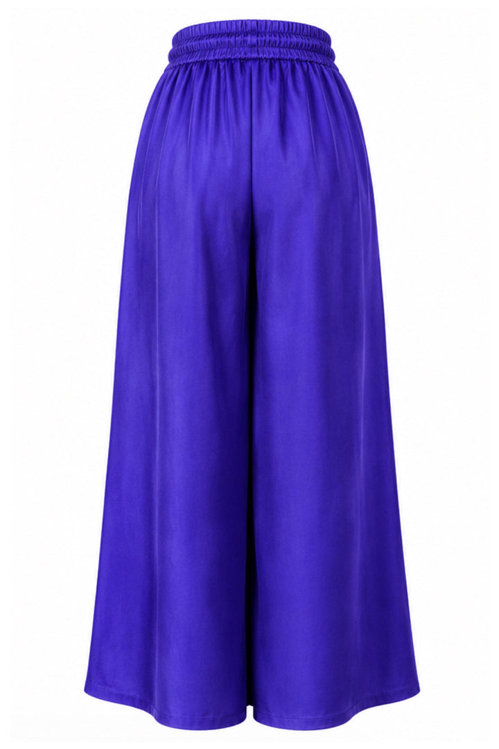 Silk Palazzo Pants in Cobalt Blue