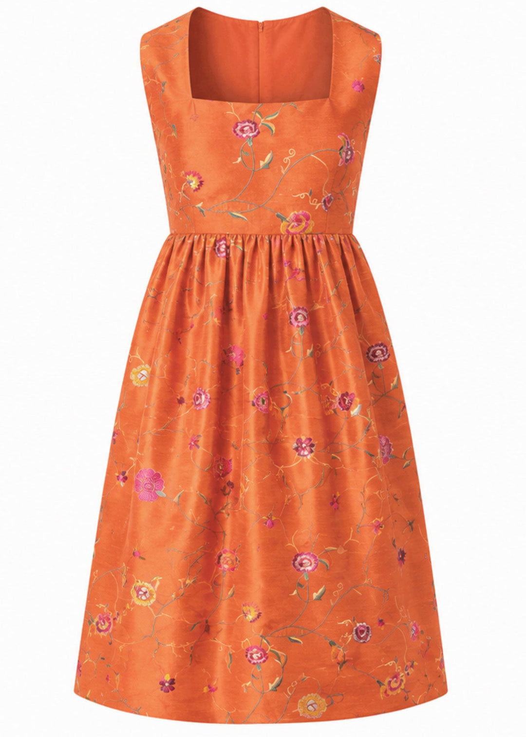 Lucie Silk Dress in Atomic Coral