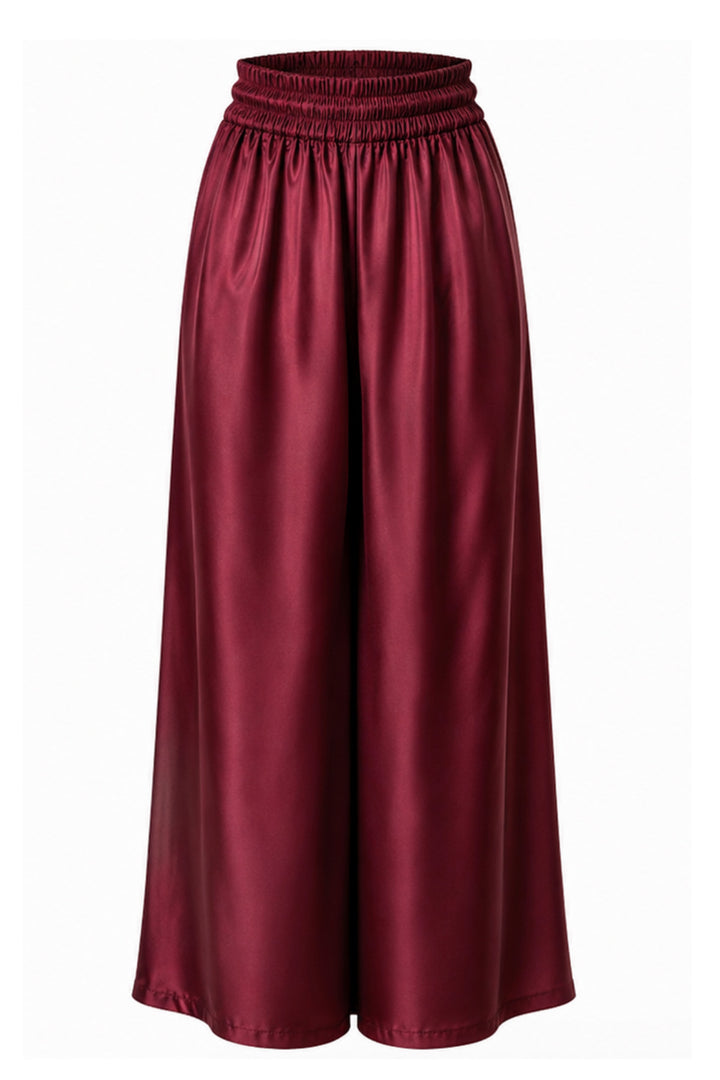 Silk Palazzo Pants in Dark Cherry
