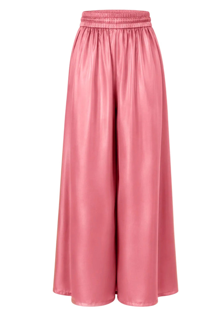 Silk Palazzo Pants in Blush Rose