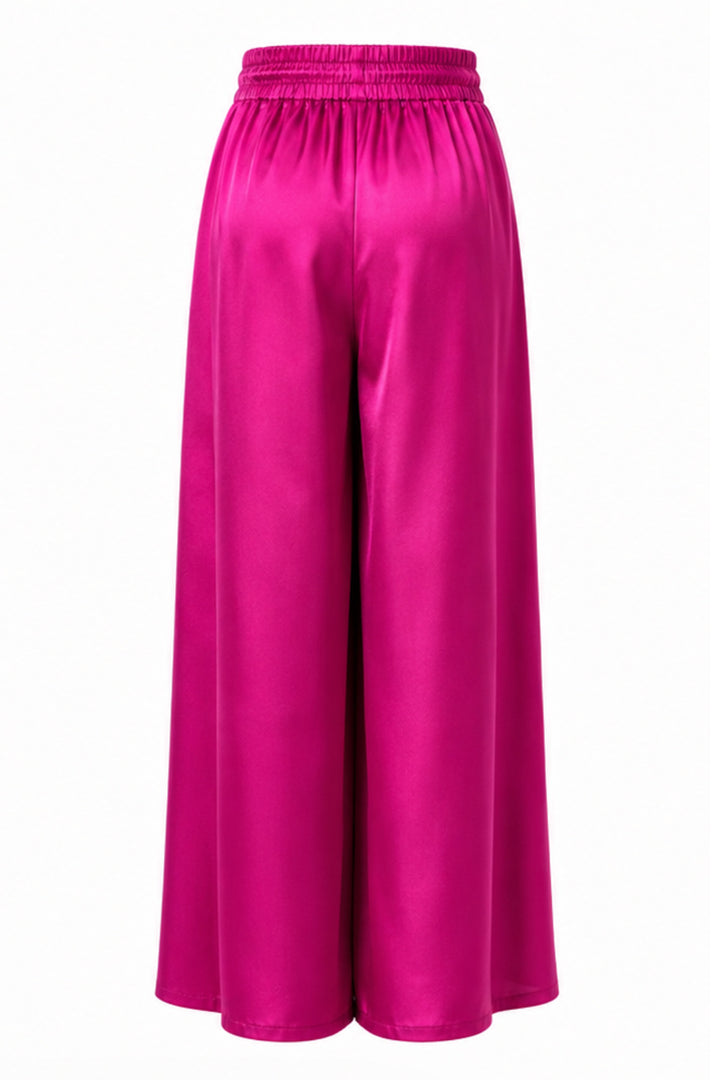 Silk Palazzo Pants in Electric Pink