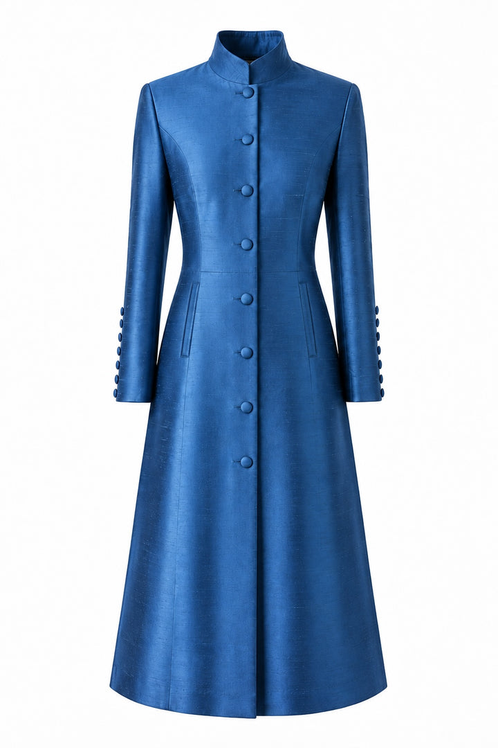 The Liberty Silk Coat in French Blue