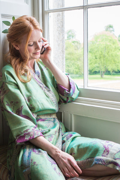 Reversible Dressing Gown in Dragonfly Green