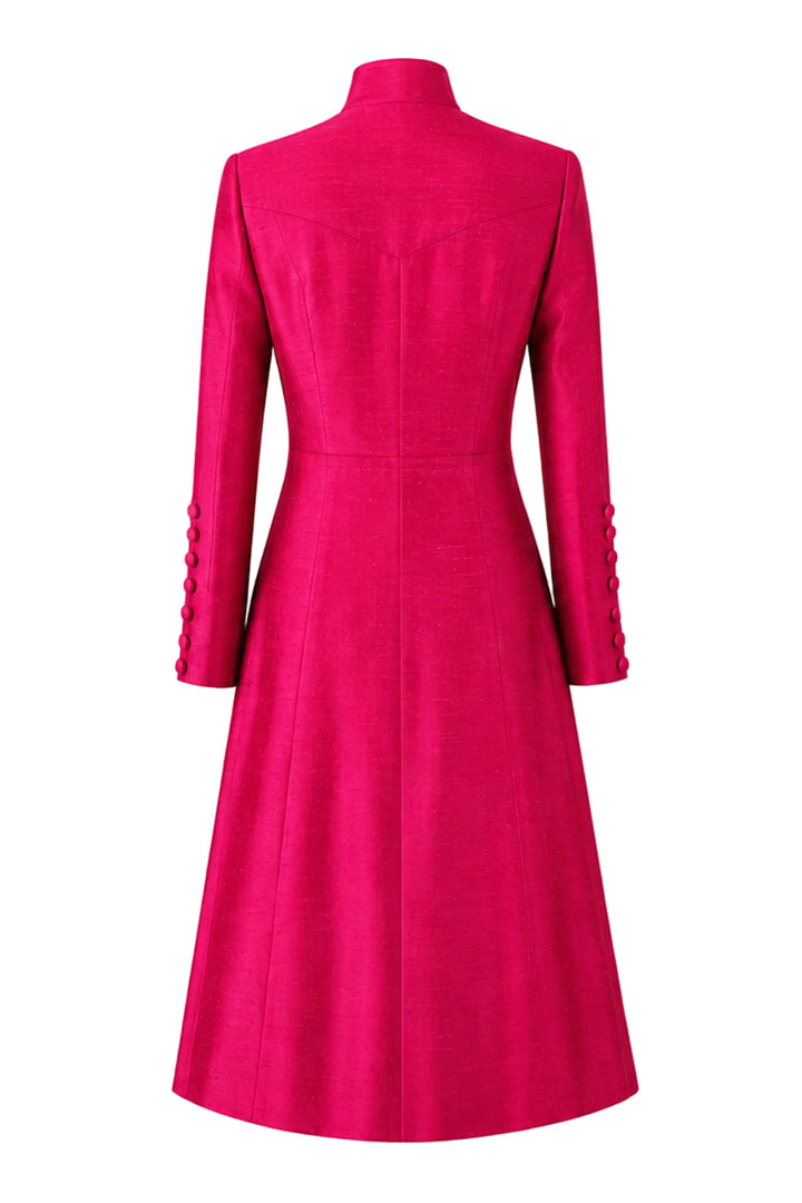 The Liberty Silk Coat in Hot Pink