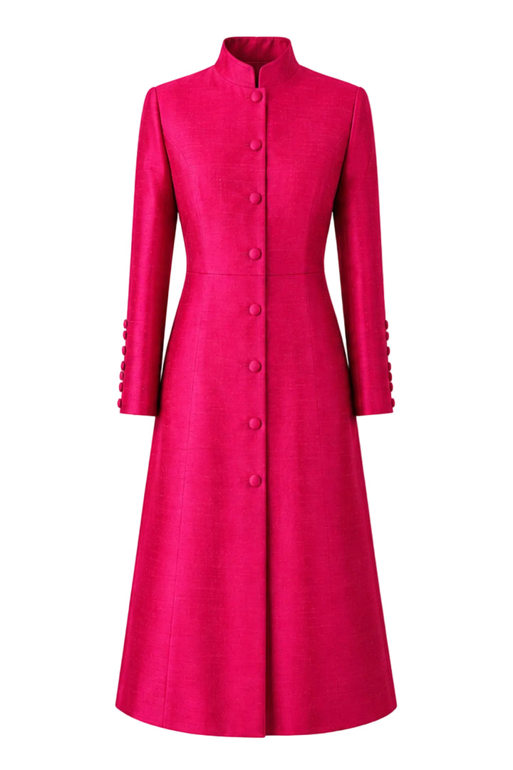 The Liberty Silk Coat in Hot Pink