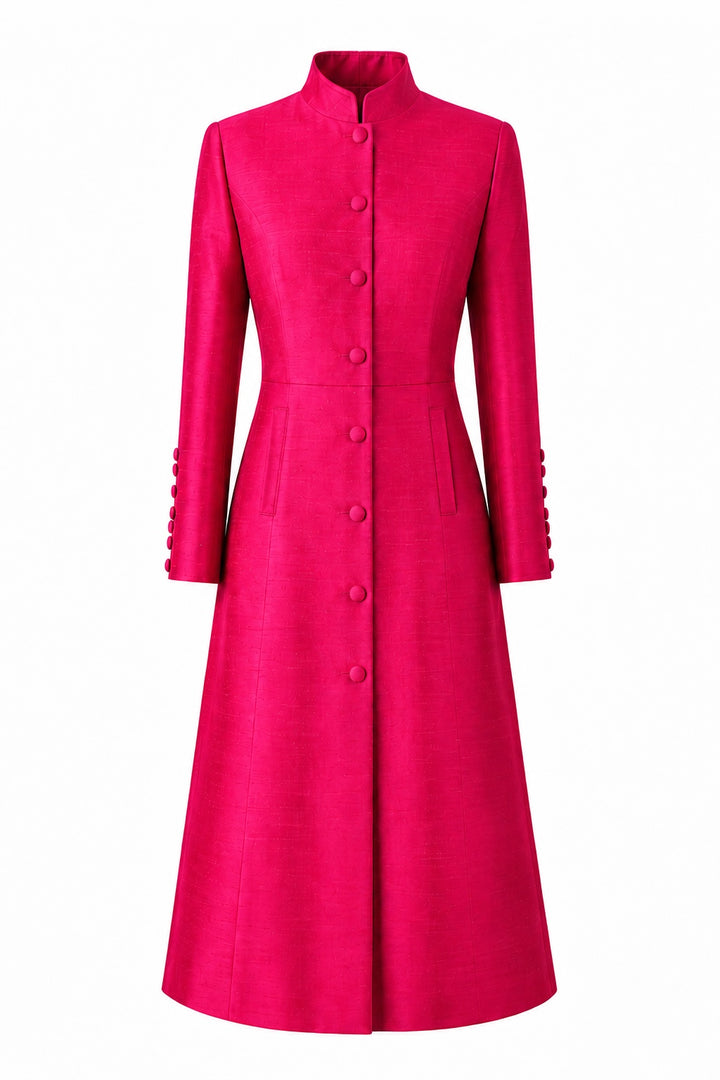 The Liberty Silk Coat in Hot Pink