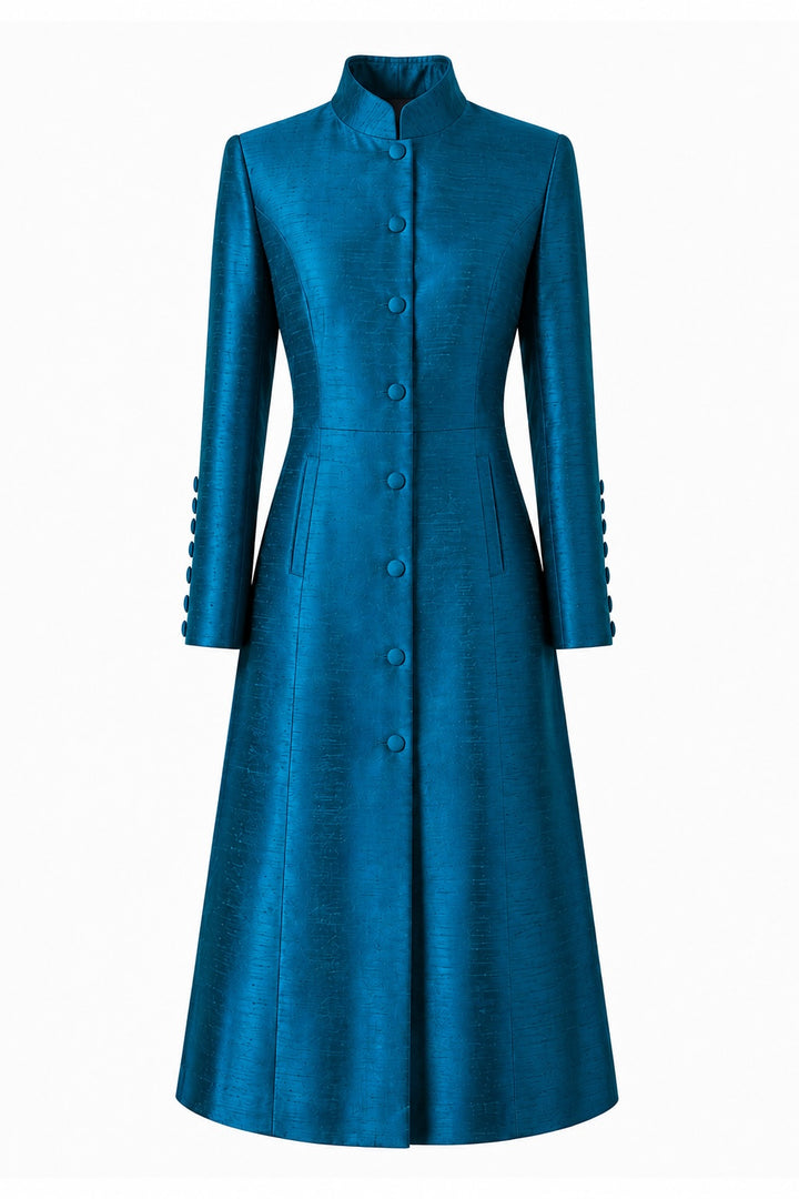 The Liberty Silk Coat in Kingfisher