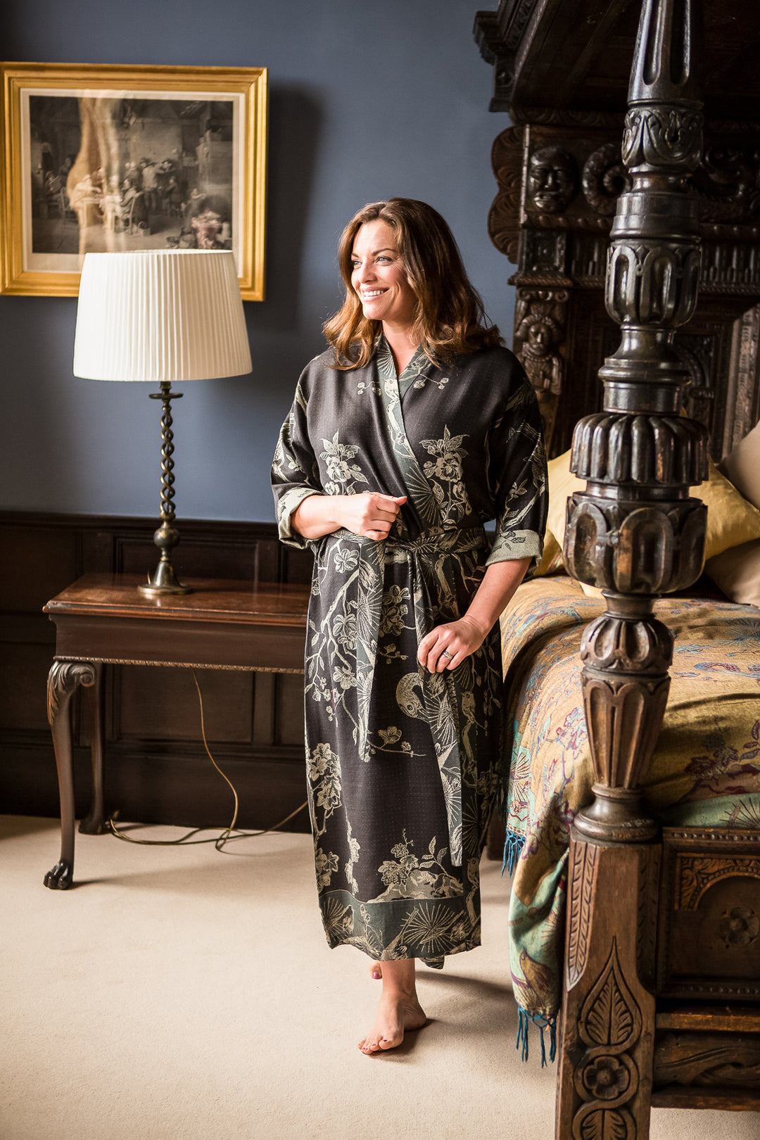 Reversible Dressing Gown in Ebony - Women's Bathrobes Shibumi Reversible Dressing Gown in Ebony - Women's Bathrobes Shibumi