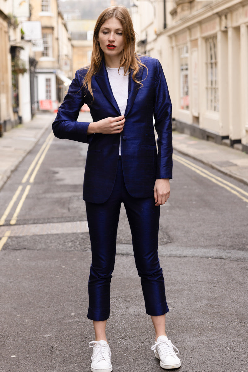 Classic Navy Silk Blazer | Women's Occasion Jacket | Shibumi Classic Navy Silk Blazer | Women's Occasion Jacket | Shibumi