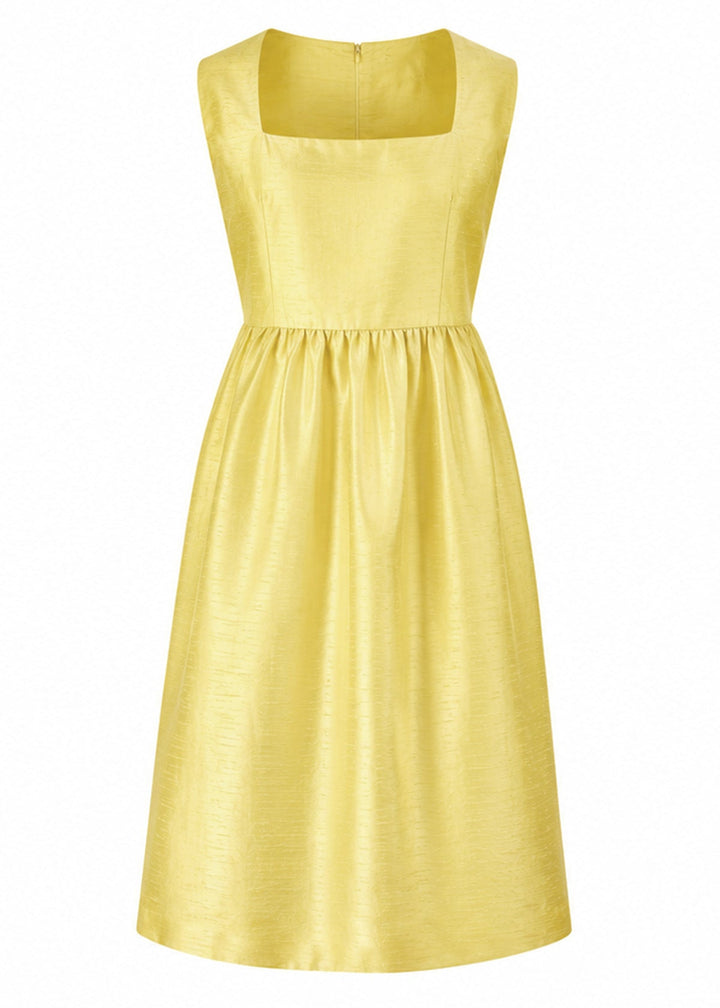 Lucie Silk Dress in Lemon Yellow