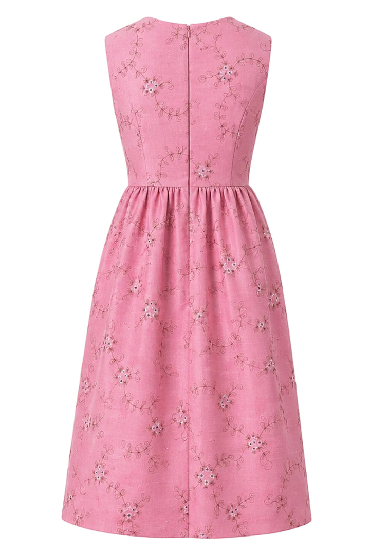 Lucie Silk Dress in Vintage Rose