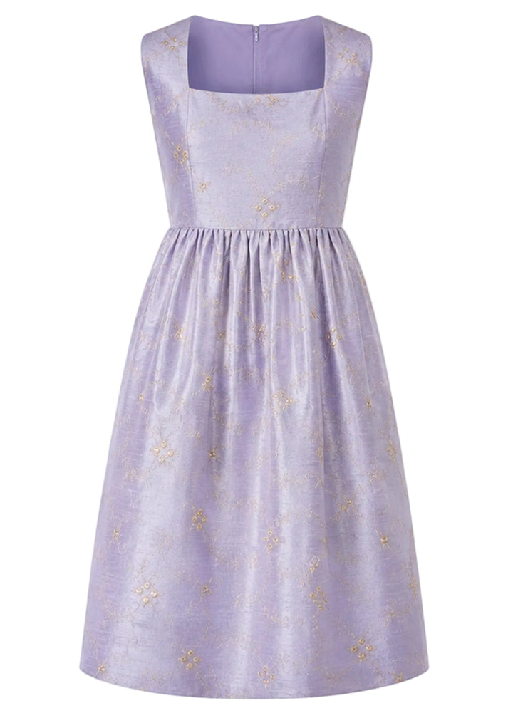 Lucie Silk Dress in Lilac Lace