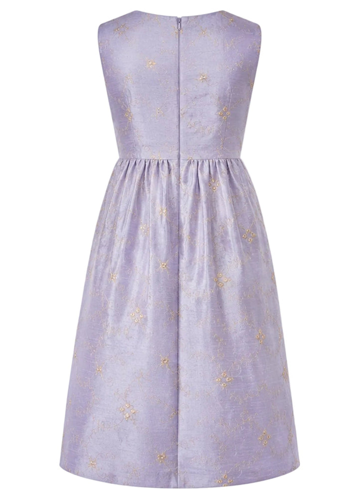 Lucie Silk Dress in Lilac Lace