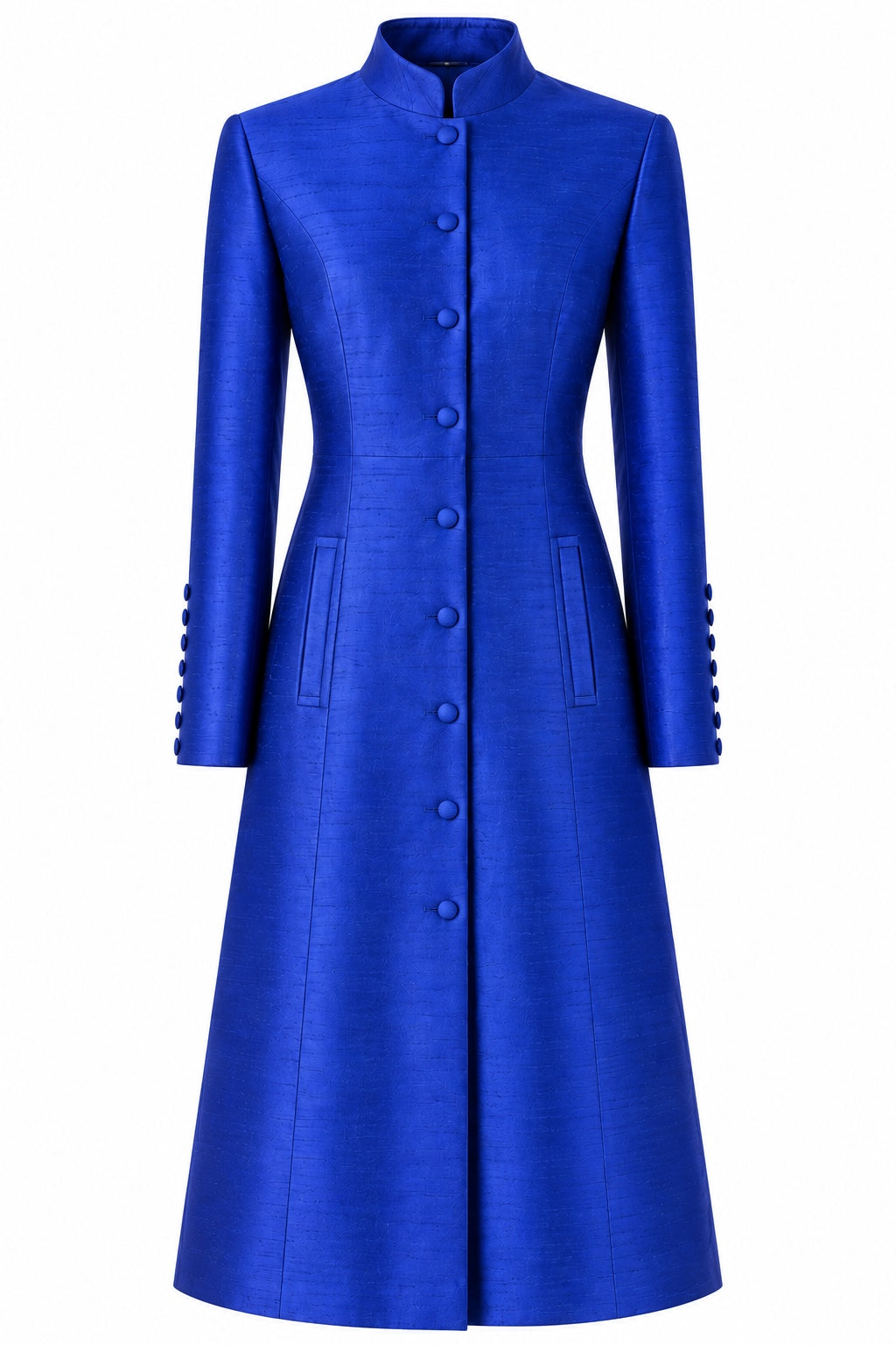 The Liberty Silk Coat in Raw Cobalt
