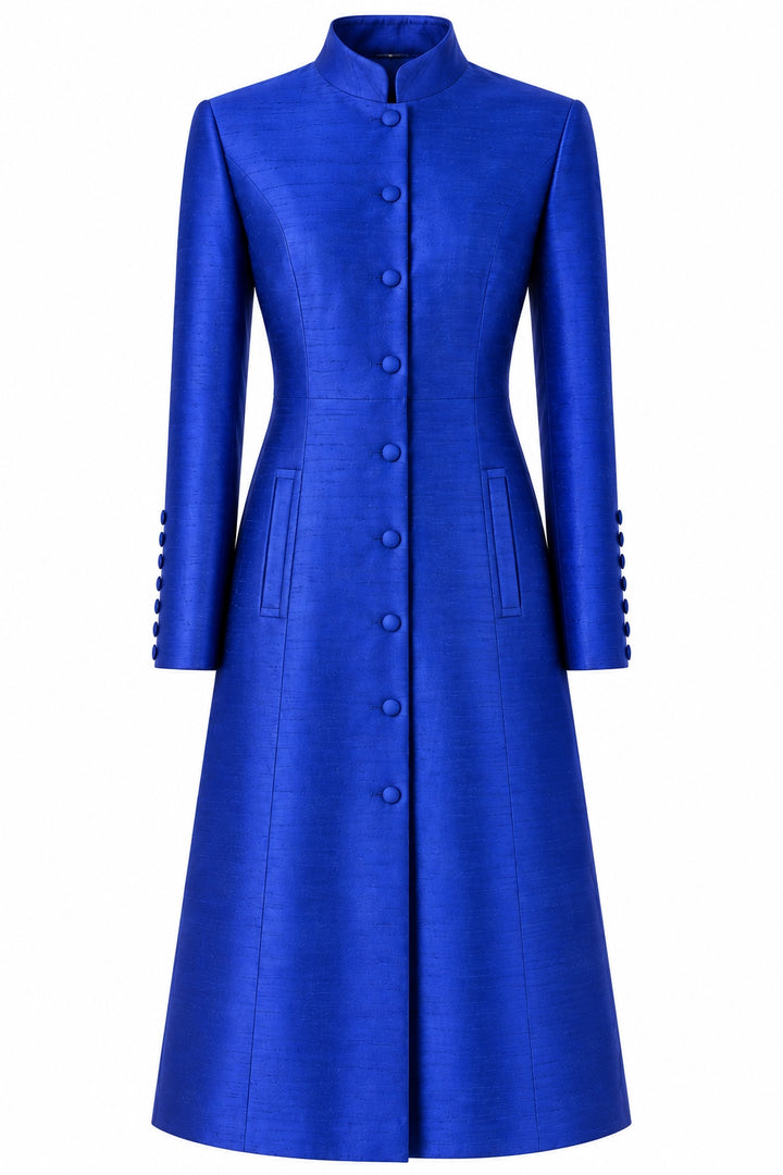 The Liberty Silk Coat in Raw Cobalt
