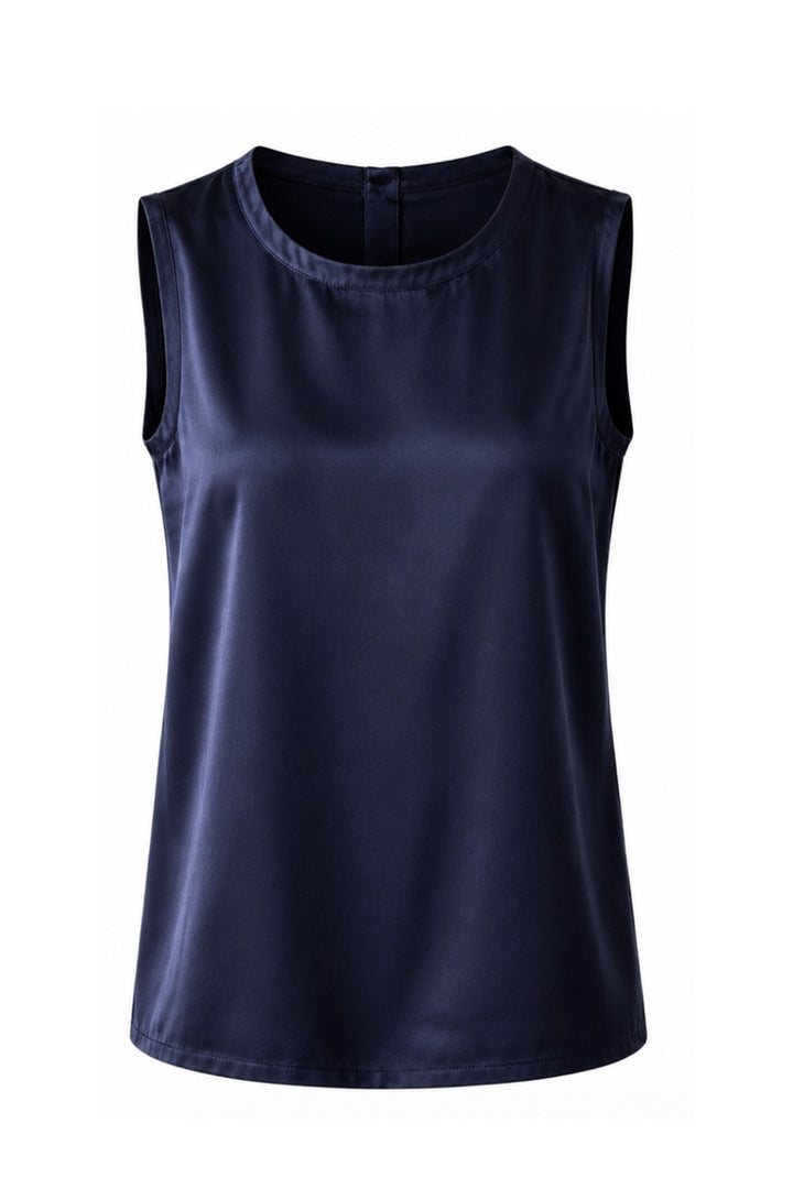 Willow Silk Top in Navy