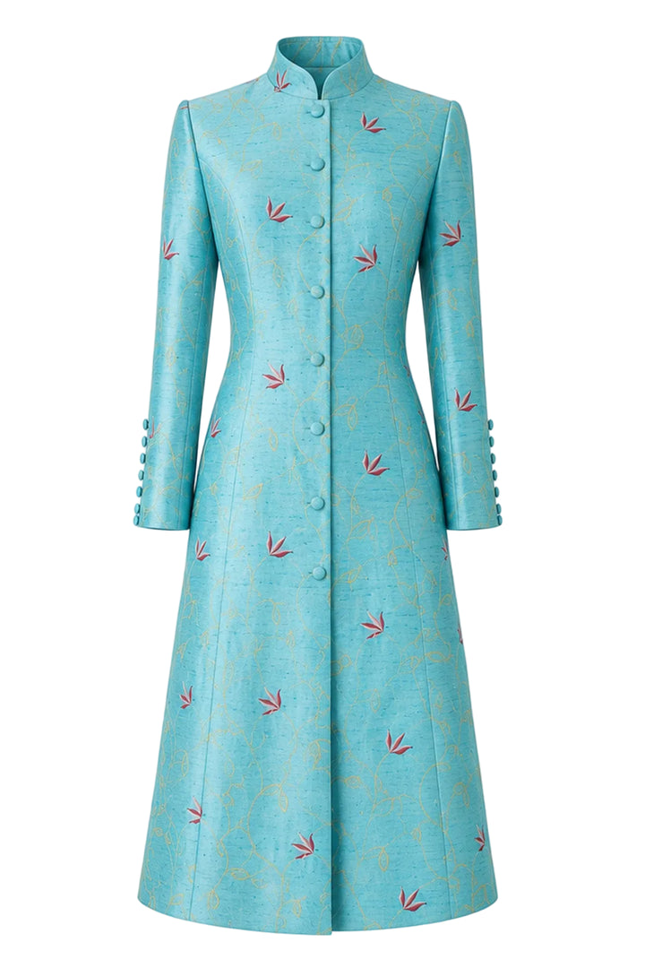 The Liberty Silk Coat in Sky