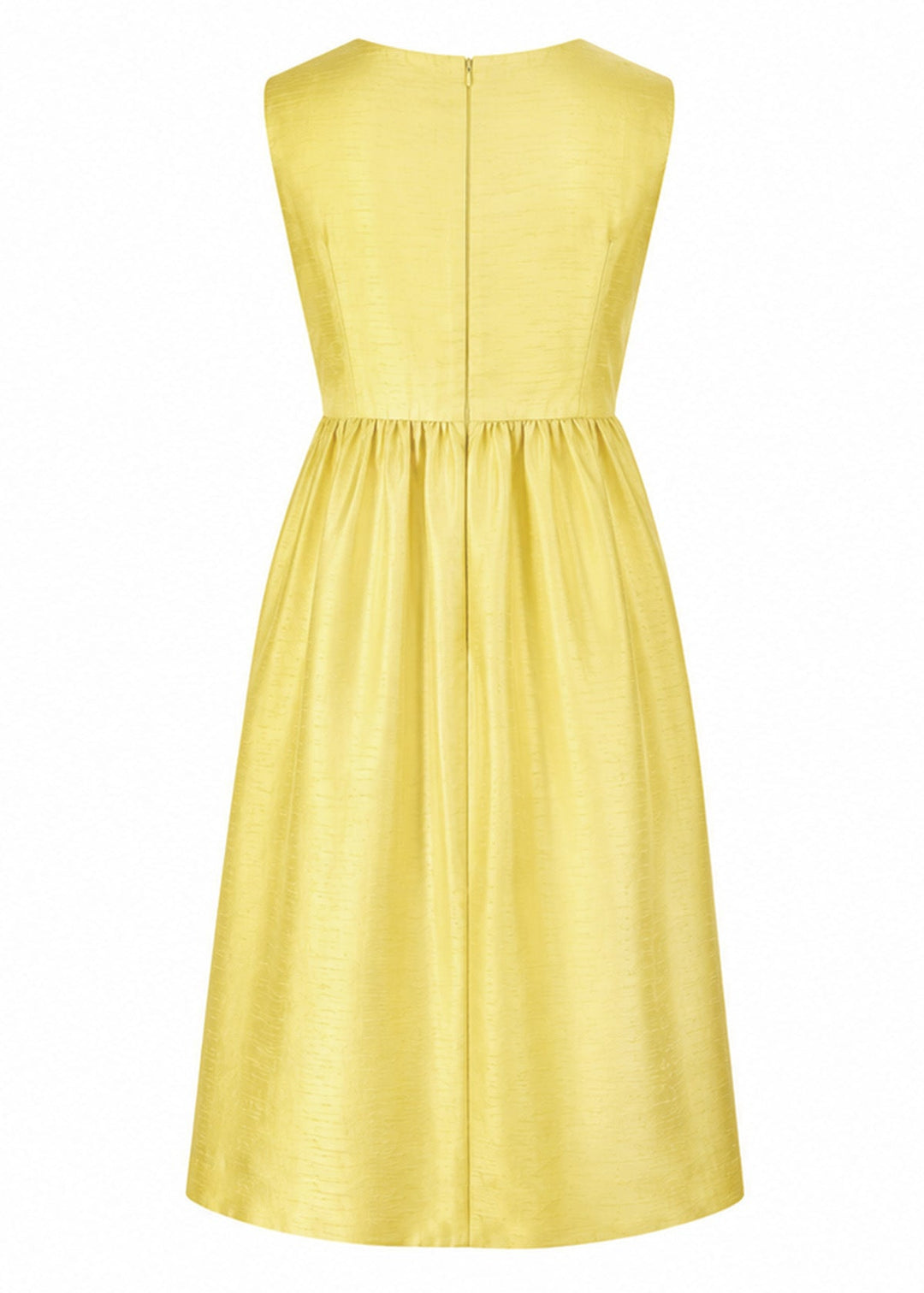 Lucie Silk Dress in Lemon Yellow