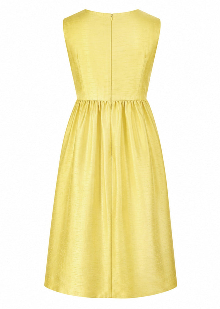 Lucie Silk Dress in Lemon Yellow