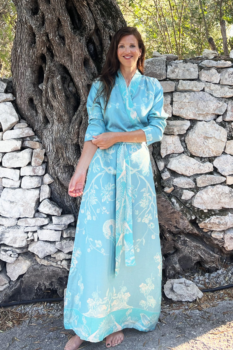 Dress Style Kimono in Pale Cyan - Summer Dress Shibumi Dress Style Kimono in Pale Cyan - Summer Dress Shibumi