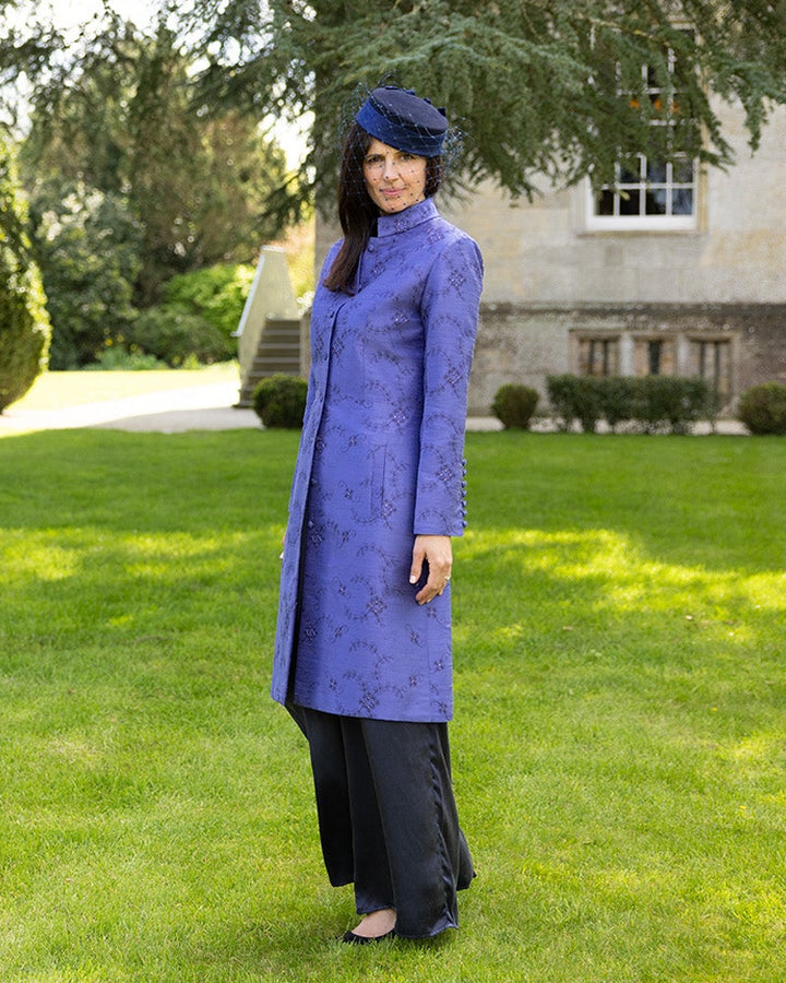 The Liberty Silk Coat in Persian Periwinkle