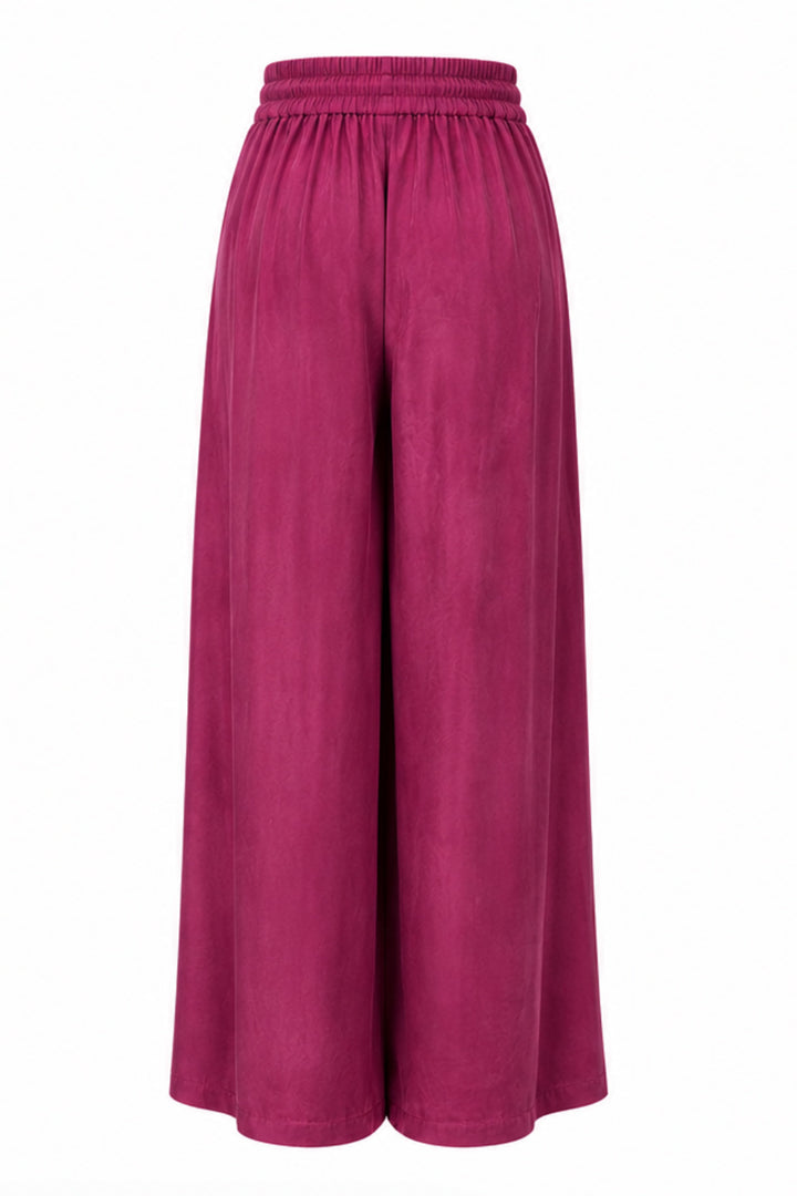 Silk Palazzo Pants in Raspberry