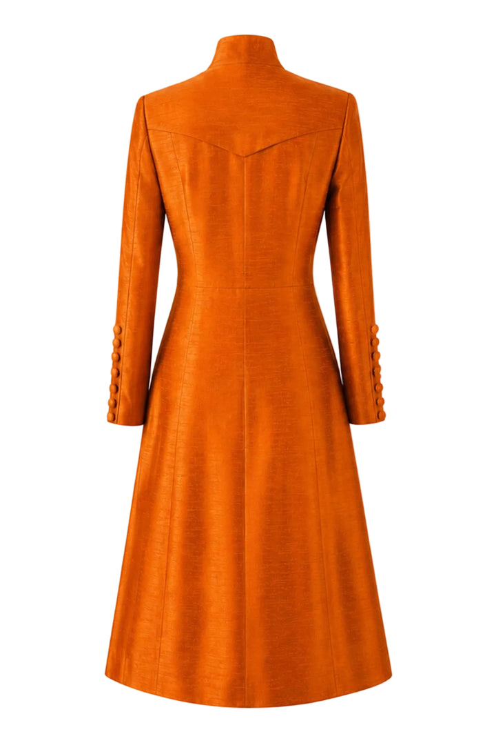 The Liberty Silk Coat in Burnt Orange