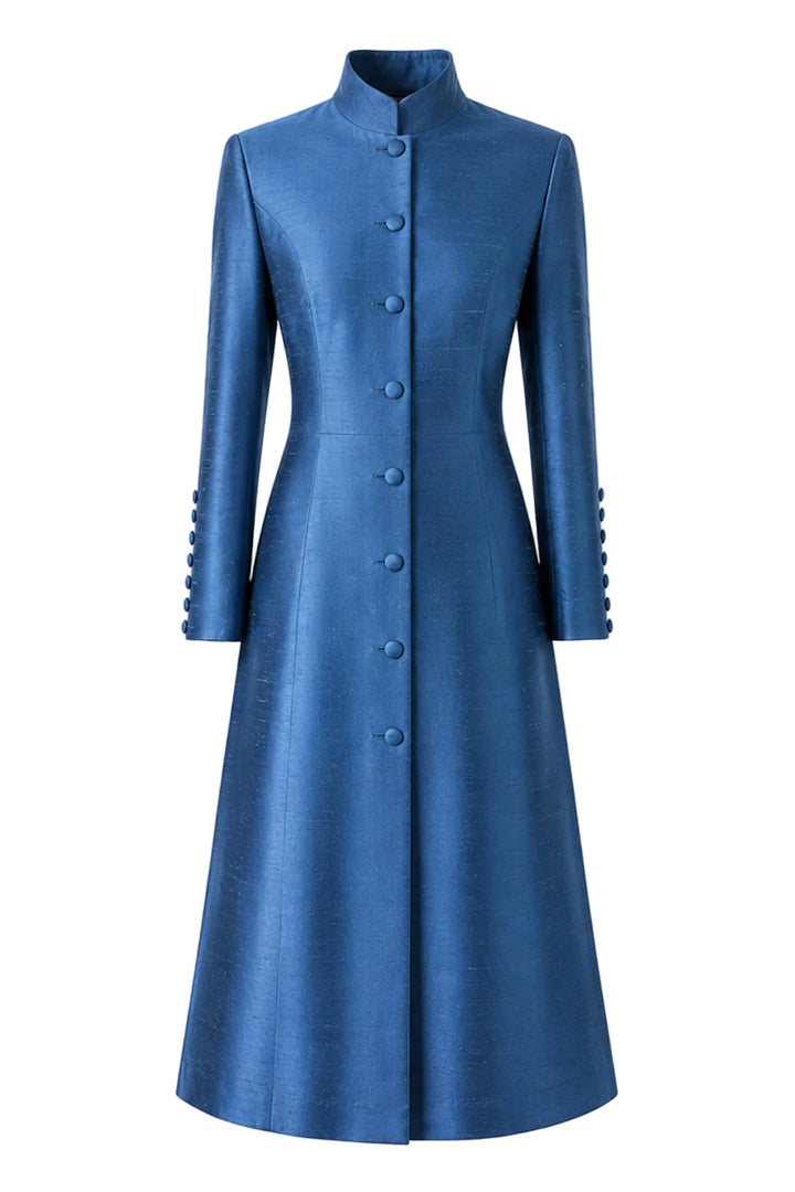 The Liberty Silk Coat in French Blue
