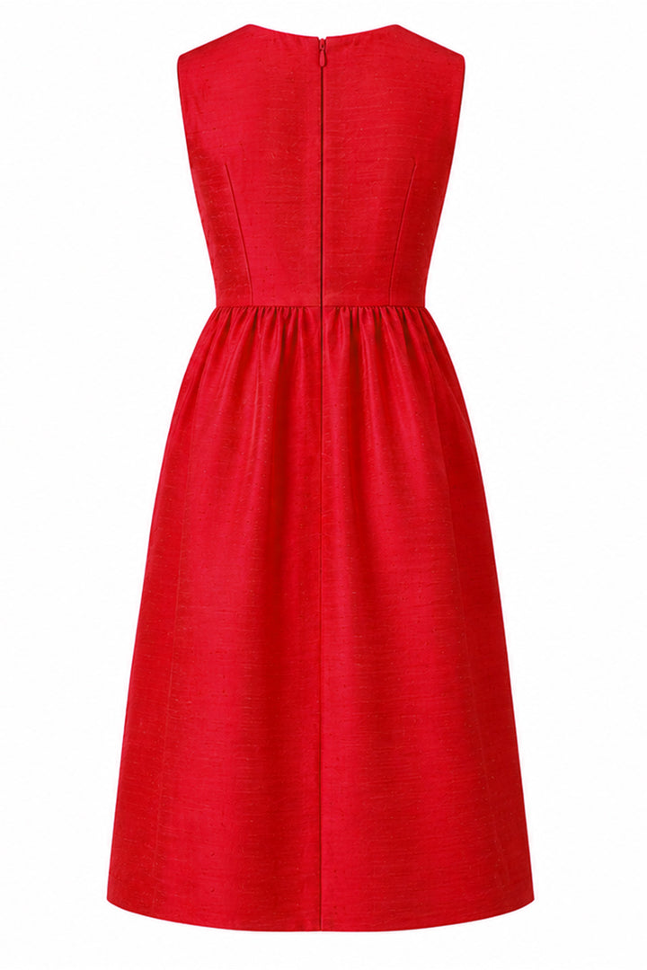 Lucie Silk Dress in Scarlet