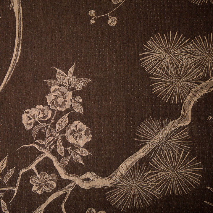 brown cashmere fabric with flowers