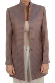 Long Nehru Jacket in Copper Rose