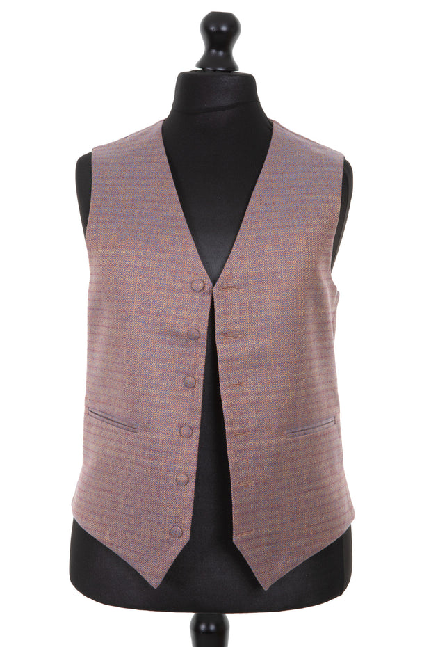 Mens classic waistcoat in cashmere silk blend, Copper Rose