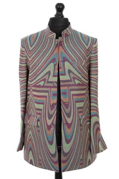 Mens cashmere silk blend nehru jacket in deco kahlo