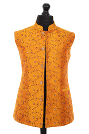 Mens embroidered silk, Jumoke Sun fabric, in mens nehru waistcoat style
