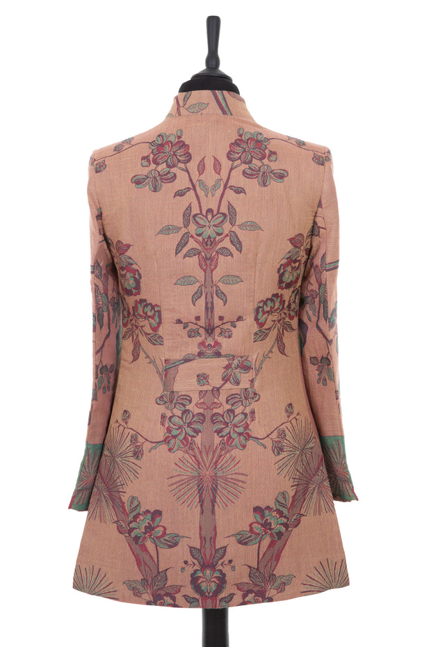 Women's longline cashmere jacket in Dusty Pink