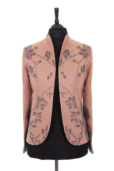 Women's cashmere patterned jacket in Dusty Pink